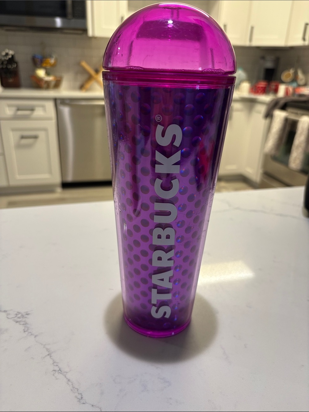 Starbucks Translucent Pink and Purple Travel Tumbler with Dome Lid